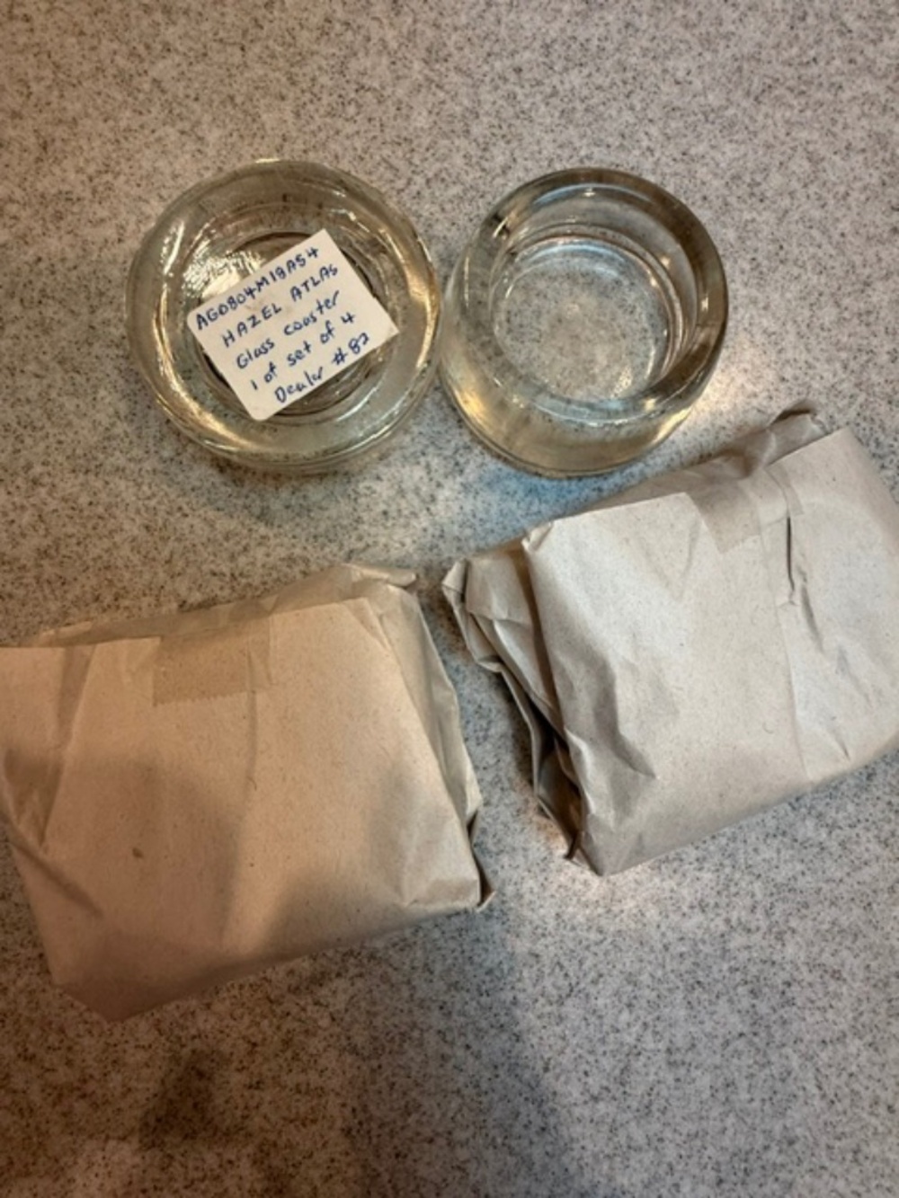 4 Vtg Hazel Atlas Clear Glass Furniture Coaster Slider Floor Protectors